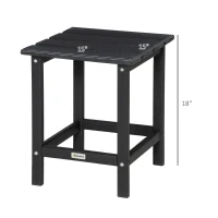 Outsunny Patio Side Table, 15" Square Outdoor End Table, HDPE Plastic Tea Table for Adirondack Chair, Backyard or Lawn, Black(m-3)
