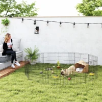 PawHut 24inch Foldable Metal Exercise Pet Playpen Yard Dog Puppy Kennel Cage 12 Panels(m-1)