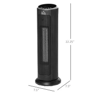 HOMCOM 2-In-1 Portable Electric Tower Heater, Oscillating Space Heater with 12H Timer, Three Heating Modes, 750/1500W, for Indoor Use, Black(m-16)