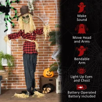 Outsunny 71" Life Size Halloween Skeleton Scarecrow, Animated Prop with Sound and Motion Activated, Light Up Eyes, Howling and Chain Sound(m-11)