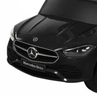 Qaba 3 in 1 Toddler Push Car Licensed Mercedes-Benz with Push Handle, Canopy, Guardrails, Horn, Music for 18-36 Months, Black(m-10)