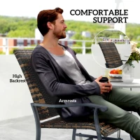 Outsunny Wicker Rattan Swivel Patio Glider Chair Set of 2, Outdoor Glider Chair with Steel Frame, High Back, Brown(m-7)