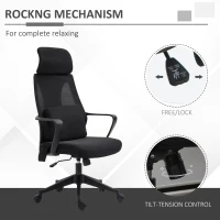 Vinsetto Ergonomic Home Office Mesh Desk Chairs, Computer Task Chair with Massage Lumbar Cushion, Adjustable Seat & Headrest, Rocking Function, Black(m-4)