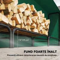 Outsunny Firewood Rack with Waterproof Cover, 300 kg Log Storage Holder with Steel Chains, 118.1" x 14.2" x 39", Dark Green(m-5)