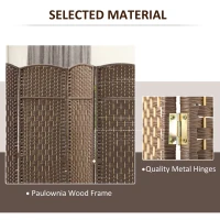 HOMCOM Folding Room Divider Screen 4 Panel 6' Tall Privacy Screen Freestanding Wood Partition for Home Office, Brown(m-6)