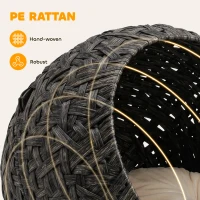 PawHut Rattan Cat Bed, Elevated Handwoven Cat Basket Bed with Soft Cushion and Metal Base(m-4)