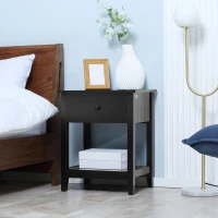 HOMCOM Modern Style Nightstand, Small End Table with Drawer and Storage Shelf for Bedroom, Living Room, Black(m-8)