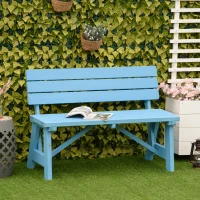Outsunny Wooden Garden Bench for Outdoor, 2-person Patio Bench, Loveseat Furniture for Lawn, Deck, Yard, Porch and Entryway, Blue(m-1)