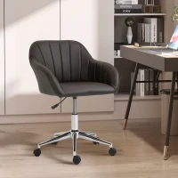 Vinsetto Mid Back Home Office Chair Computer Desk Chair with PU Leather, Adjustable Height, Swivel Wheels for Study, Bedroom, Brown(m-2)