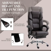 Vinsetto 6 Point Vibration Massage Office Chair with Heat, PU Leather Computer Chair with Adjustable Height Reclining Back, Brown(m-5)