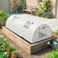 Outsunny Portable Mini Greenhouse, Tunnel Growing Tent with 5 Mesh Windows and Steel Frame,7' x 3' x 2', White(m-1)
