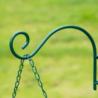 PawHut 6 Hook Feeding Station, Steel Multi-Feeder Kit Stand with 4 Bird Feeders, Mesh Tray, Water Dish and 4-Prong Base, Green(m-9)