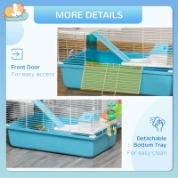 PawHut 3-Tier Large Hamster Cage with Tubes and Tunnels, Portable Carry Handles, Toy-Filled Steel Small Animal House, Includes Exercise Wheel, Water Bottle, Food Dish, 23" x 14" x 18.5", Light Blue(m-6)