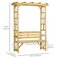 Outsunny Patio Wooden Bench, Outdoor Bench for Vines/Climbing Plants, Light Brown(m-3)