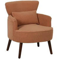 HOMCOM Modern Accent Chair, Upholstered Armchair with Solid Wood Legs and Lumbar Pillow for Living Room, Orange(m-9)