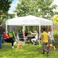Outsunny 10 x 10ft Folding Pop Up Tent Outdoor Gazebo Canopy with Carrying Bag, White(m-1)