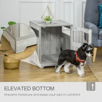 PawHut Furniture Style Dog Crate, Wooden End Table Pet Kennel with Lockable Door for Small Medium Dog Indoor Puppy Cage, Grey(m-6)
