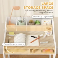 Qaba Kids Desk and Chair Set with Storage and Shelves, for Bedroom & Study Room, Gift for 3-8 Years Old, Natural Wood(m-5)
