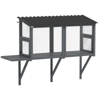 PawHut Wooden Cat Catio, Outdoor Cat Enclosure Window Perch with Jumping Platform, for Safely Enjoying Outdoor Sights, Gray(m-11)
