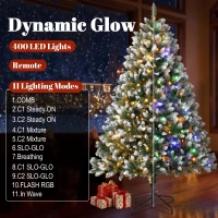 HOMCOM 7.5ft Pre-lit Artificial Christmas Tree White-Tipped Hinged Full Xmas Tree with 1378 Tips(m-5)
