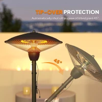 Outsunny 1500 W Electric Patio Heater with Tip-Over Protection, Outdoor Heater with Pull Switch, Black(m-5)