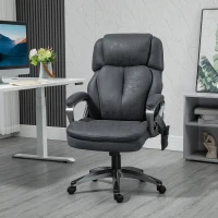 Vinsetto Big and Tall Strong Vibration Massage Office Chair, Swivel Microfiber High Back Chair, Computer Chair with Adjustable Height, 400 lbs, Gray(m-10)
