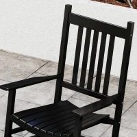 Outsunny Outdoor Rocking Chair, Patio Rocking Chair with Smooth Curves, High Density Wooden Rockers for Lawn Garden Porch, Supports Up to 350lbs, Black(m-9)