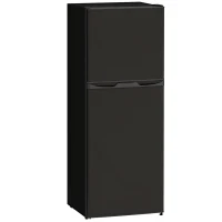 HOMCOM Double Door Mini Fridge with Freezer, 4.6 Cu.Ft Small Refrigerator with Thermostat, Shelves, Reversible Door, Black(m-9)