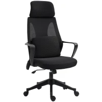 Vinsetto Ergonomic Home Office Mesh Desk Chairs, Computer Task Chair with Massage Lumbar Cushion, Adjustable Seat & Headrest, Rocking Function, Black(m-1)