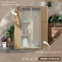 Outsunny Wooden Outdoor Storage Cabinet Garden Shed with Waterproof Asphalt Roof and Lockable Doors, Natural(m-4)