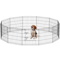 PawHut 24inch Foldable Metal Exercise Pet Playpen Yard Dog Puppy Kennel Cage 12 Panels(m-9)