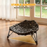 PawHut Rattan Cat Bed, Elevated Handwoven Cat Basket Bed with Soft Cushion and Metal Base(m-6)