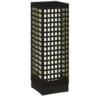 Outsunny Wicker Solar Outdoor Lamp, Decorative Floor Lamp with Auto On/Off LED Lights, IP44 for Patio, Porch, Pathway, Black(m-9)