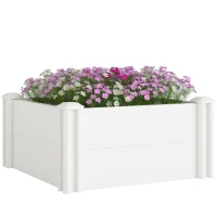 Outsunny Vinyl Raised Garden Bed Kit, 2 x 2 x 1ft Modular Elevated Garden Box with Slotting Legs and Open Bottom, White(m-9)