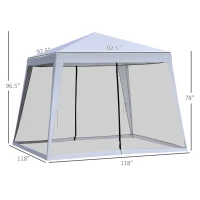Outsunny 10'x10' Outdoor Party Tent Canopy with Mesh Sidewalls, Patio Gazebo Sun Shade Screen Shelter, gray(m-3)