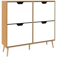 HOMCOM Shoe Storage Cabinet with 4 Flip Drawers and Adjustable Shelf, Shoe Cabinet for 8-16 Pairs of Shoes, Natural(m-2)