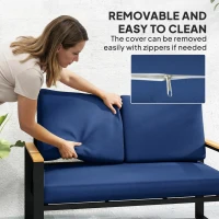 Outsunny 2 Seater 5" Thick Outdoor Seat Cushions with 7" Backrest, Loveseat Outdoor Furniture Cushions, Navy Blue(m-6)