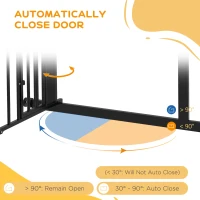 PawHut Auto-Close Pet Gate, Stair Gate with Cat Door, Double Locking for Doorways Hallways Stairs, Fits 29"-31.5" Wide, Black(m-6)
