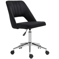 Vinsetto Mid Back Office Chair Velvet Fabric Swivel Scallop Shape Computer Desk Chair, Black(m-12)