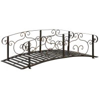 Outsunny 6FT Steel Garden Bridge with Safety Siderails, Decorative Arc Landscaping Bridge for Backyard Creek Stream Pond, Brown(m-2)