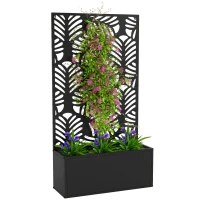 Outsunny Metal Garden Bed with Trellis for Climbing Plants, Freestanding or Wall Mounted Flower Bed for Garden, Patio, Balcony(m-9)