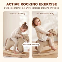 Qaba Baby Rocking Horse for Boys and Girls, Kids Rocking Horse with Realistic Sounds and Anti-Tip limiters(m-5)