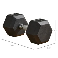 Soozier 40lbs Rubber Hex Dumbbell, Weight Dumbbell Hand Weight Barbell for Body Fitness Training for Home Office Gym, Black(m-3)