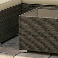 Outsunny 3 Pieces Patio Furniture Set with Cushions, Outdoor PE Rattan Wicker Conversation Corner Sofa Set, Khaki(m-10)