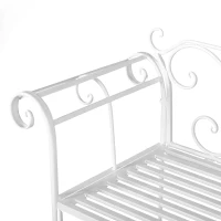 Outsunny 50" 2-Person Metal Garden Bench Outdoor Loveseat Yard Decorative Chair Park Seat Patio Furniture White(m-7)