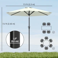 Outsunny Patio Sun Umbrella, Outdoor Parasol with 6 Ribs, Cream White(m-3)