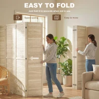 HOMCOM 5.6 Ft. Tall 8-Panel Room Divider, Pegboard Panel Folding Privacy Screen, Partition Wall Divider for Bedroom, Natural(m-4)