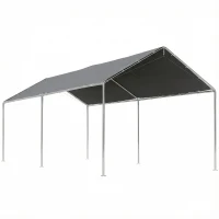 Outsunny 10'x20' Carport Heavy Duty Galvanized Car Canopy with Included Anchor Kit, 3 Reinforced Steel Cables, Grey(m-9)