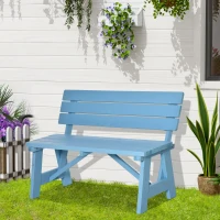 Outsunny Wooden Garden Bench for Outdoor, 2-person Patio Bench, Loveseat Furniture for Lawn, Deck, Yard, Porch and Entryway, Blue(m-7)
