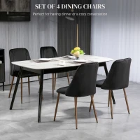 HOMCOM Upholstered Dining Chairs Set of 4, Velvet Accent Chair with Back and Wood-grain Steel Leg for Kitchen, Black(m-4)